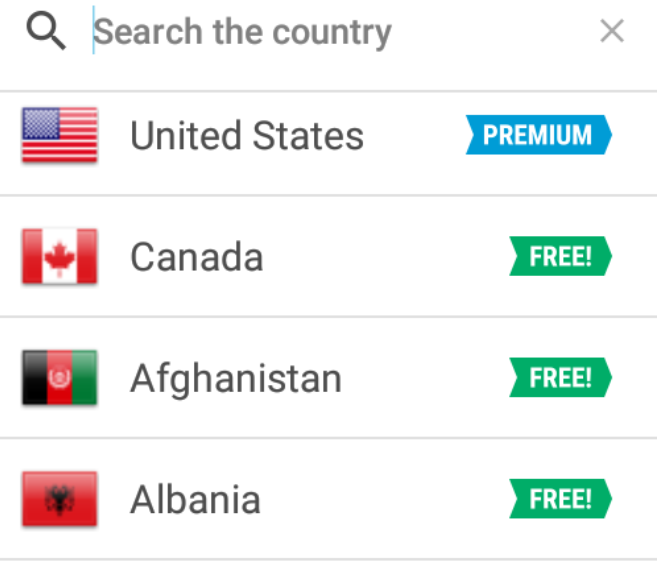Hola VPN list of countries image